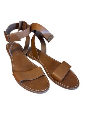 Madewell Women's Boardwalk Ankle-Strap Sandal in English Saddle Brown Size 8